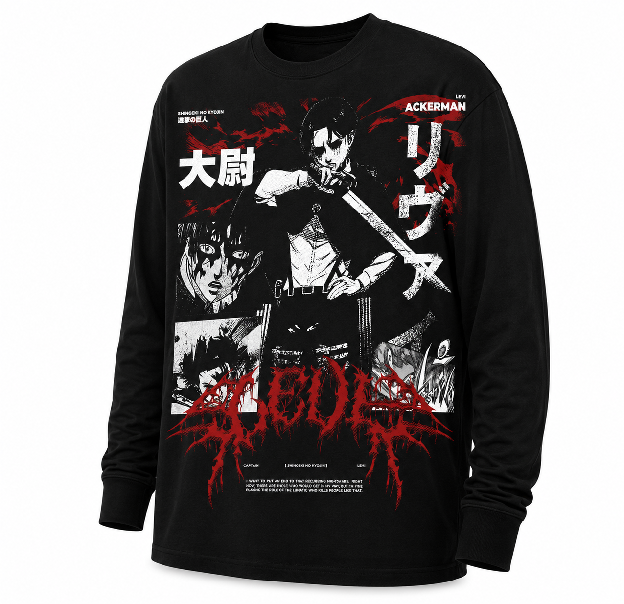 Playera Manga Larga Levi Ackerman Attack On Titan