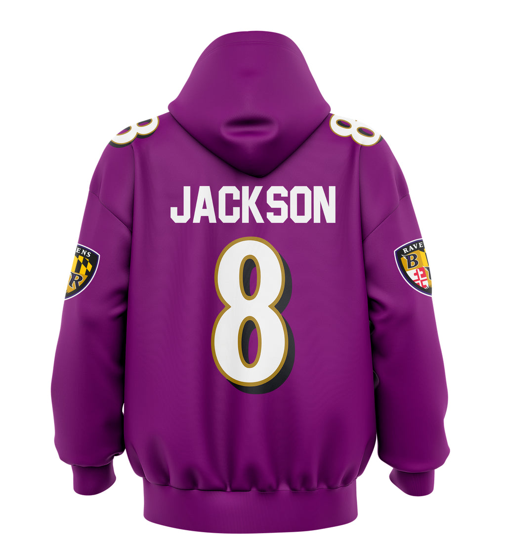 Hoodie Lamar Jackson #8 Morada