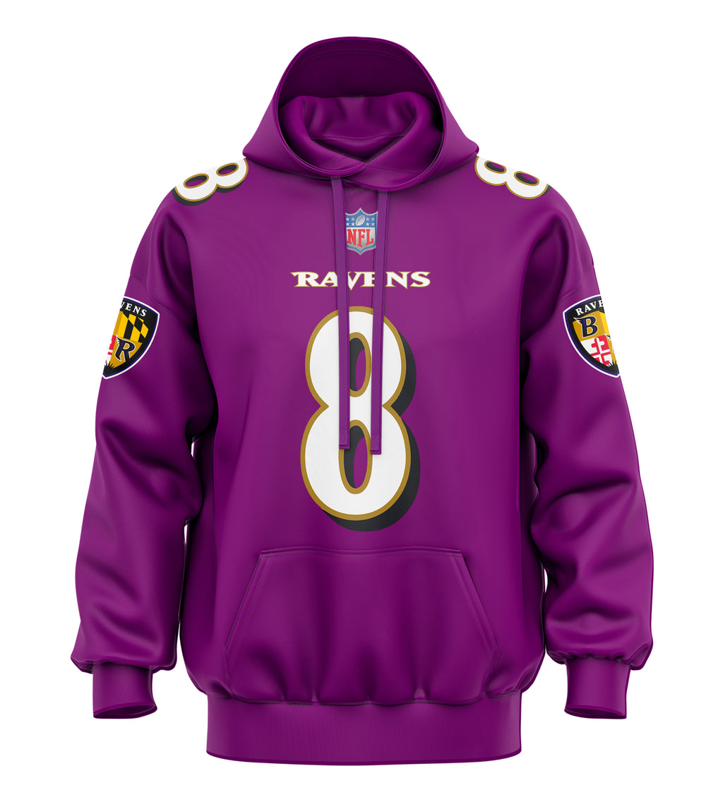 Hoodie Lamar Jackson #8 Morada