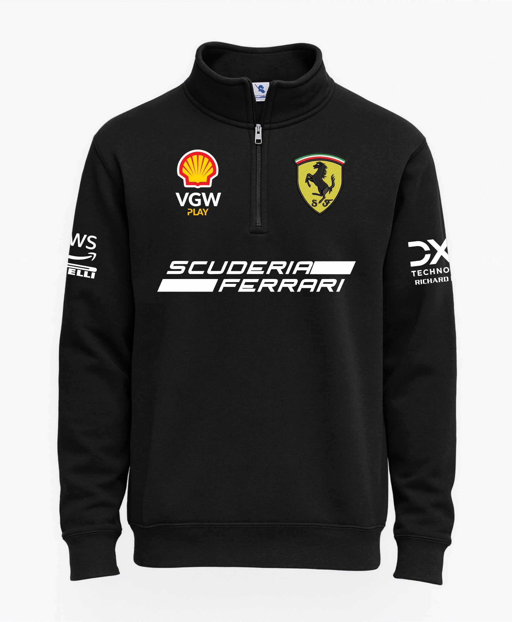 SUDADERA CIERRE 1/4 BORDADA FERRARI SCUDERIA LEWIS HAMILTON