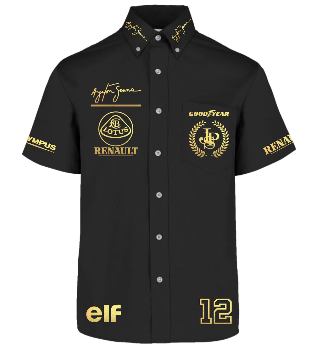 Camisa De Gabardina Manga Corta Ayrton Senna Driver Gold Edition
