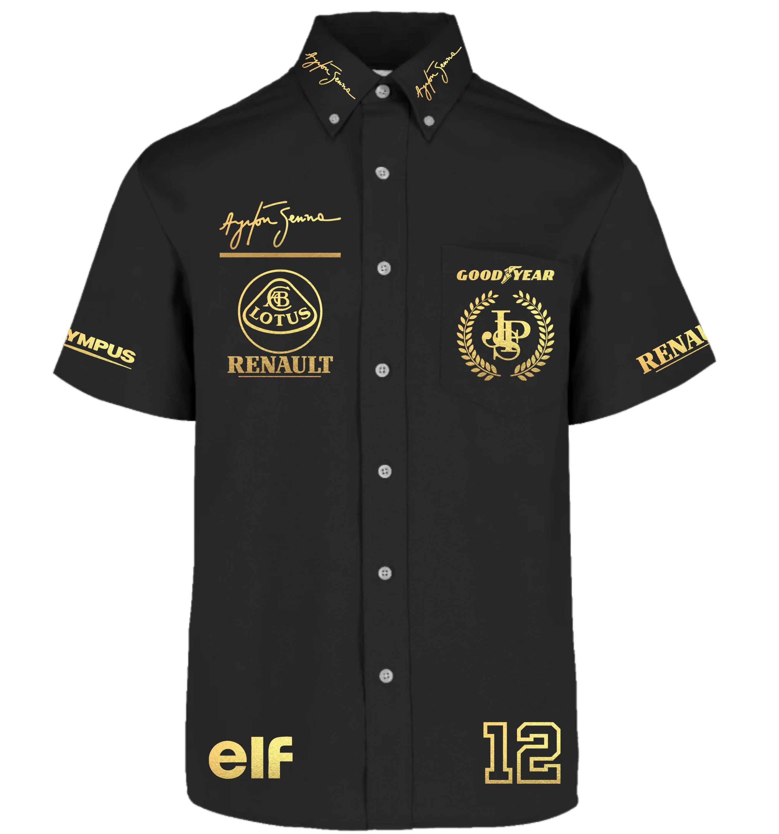 Camisa De Gabardina Manga Corta Ayrton Senna Driver Gold Edition