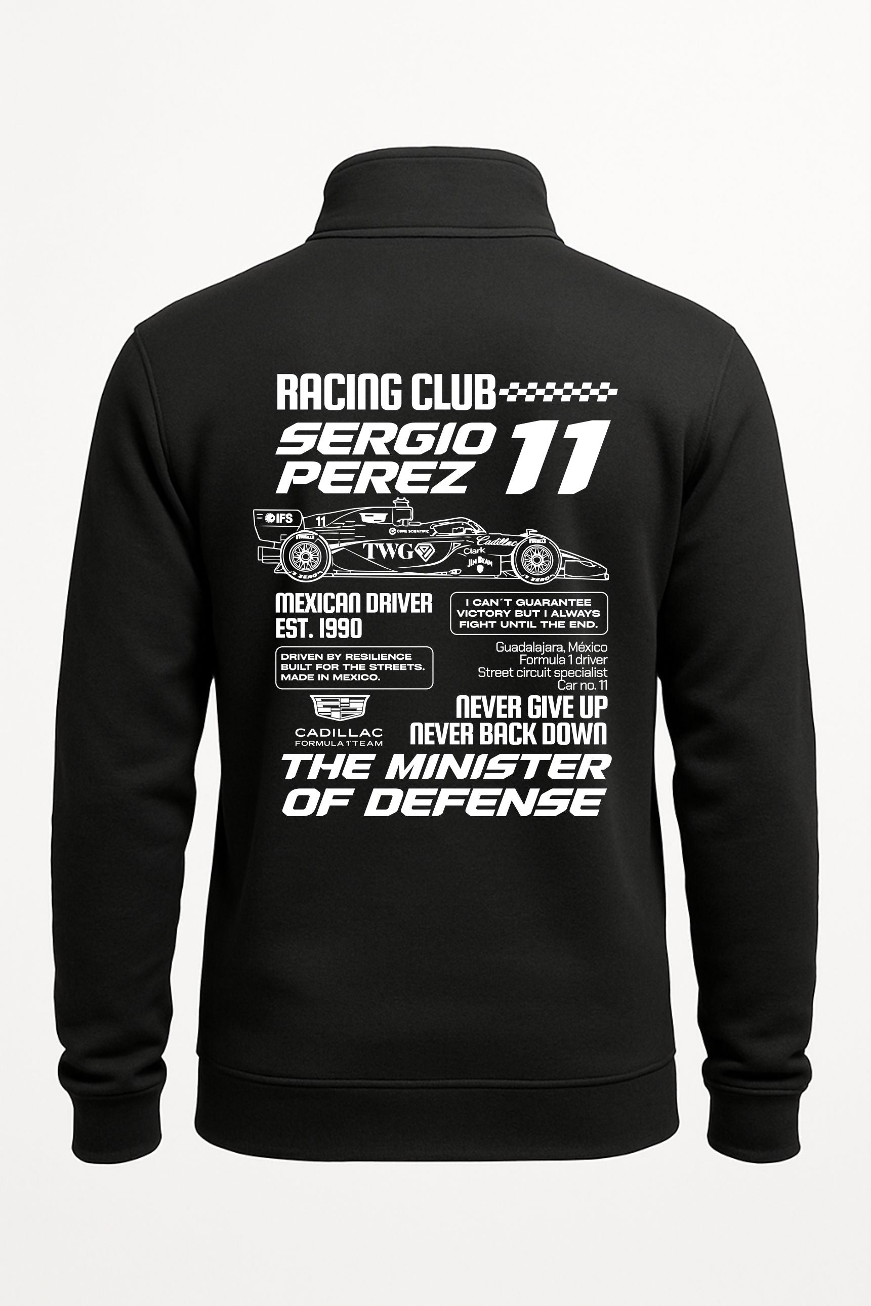 SUDADERA CIERRE 1/4 BORDADA CHECO PERÉZ SP #11 RACING