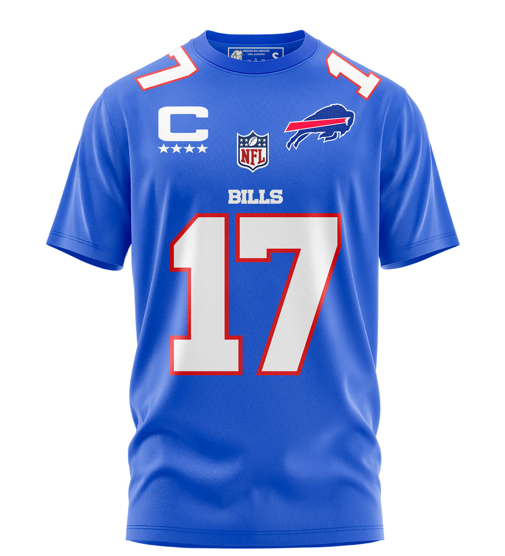Playera Manga Corta Tela Deportiva Josh Allen Buffalo Azul Rey