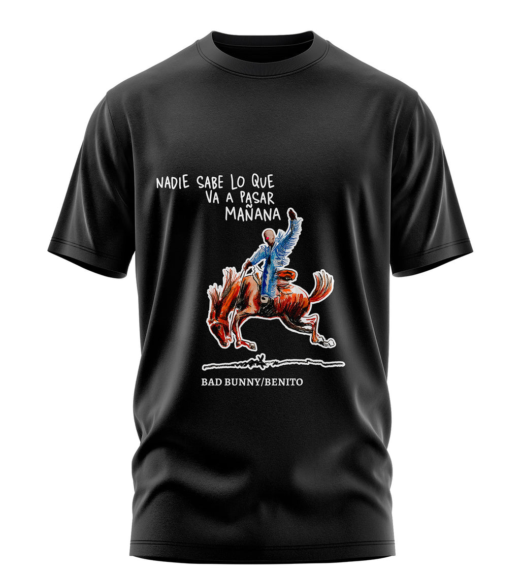Playera Manga Corta 100% Algodón Nadie Sabe Lo Que Pasará Mañana Bad bunny