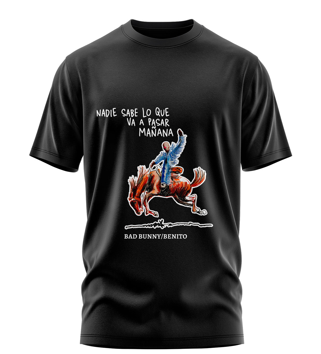 Playera Manga Corta 100% Algodón Nadie Sabe Lo Que Pasará Mañana Bad bunny
