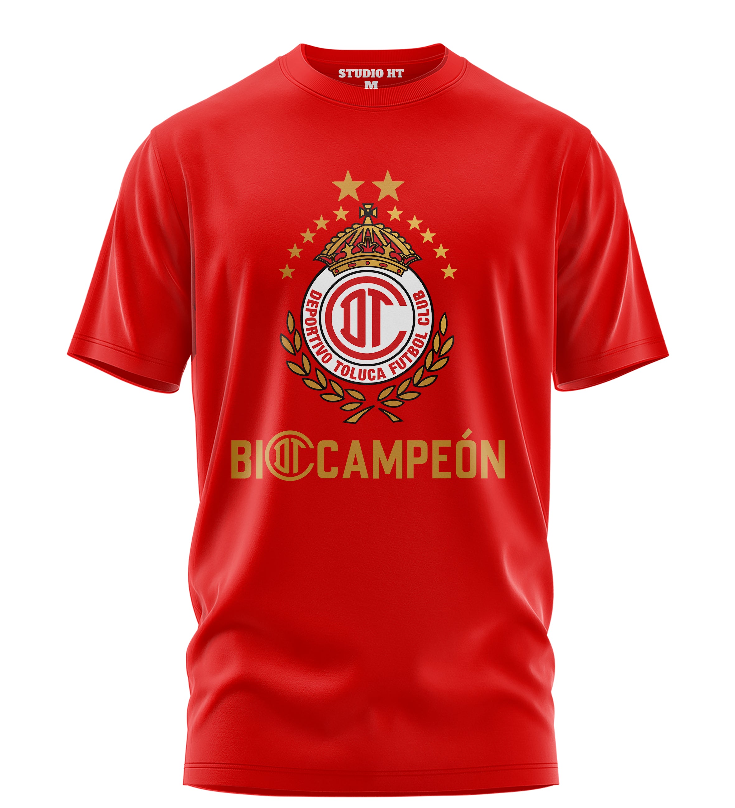 Playera Manga Corta 100% Algodón Toluca Bicampeón