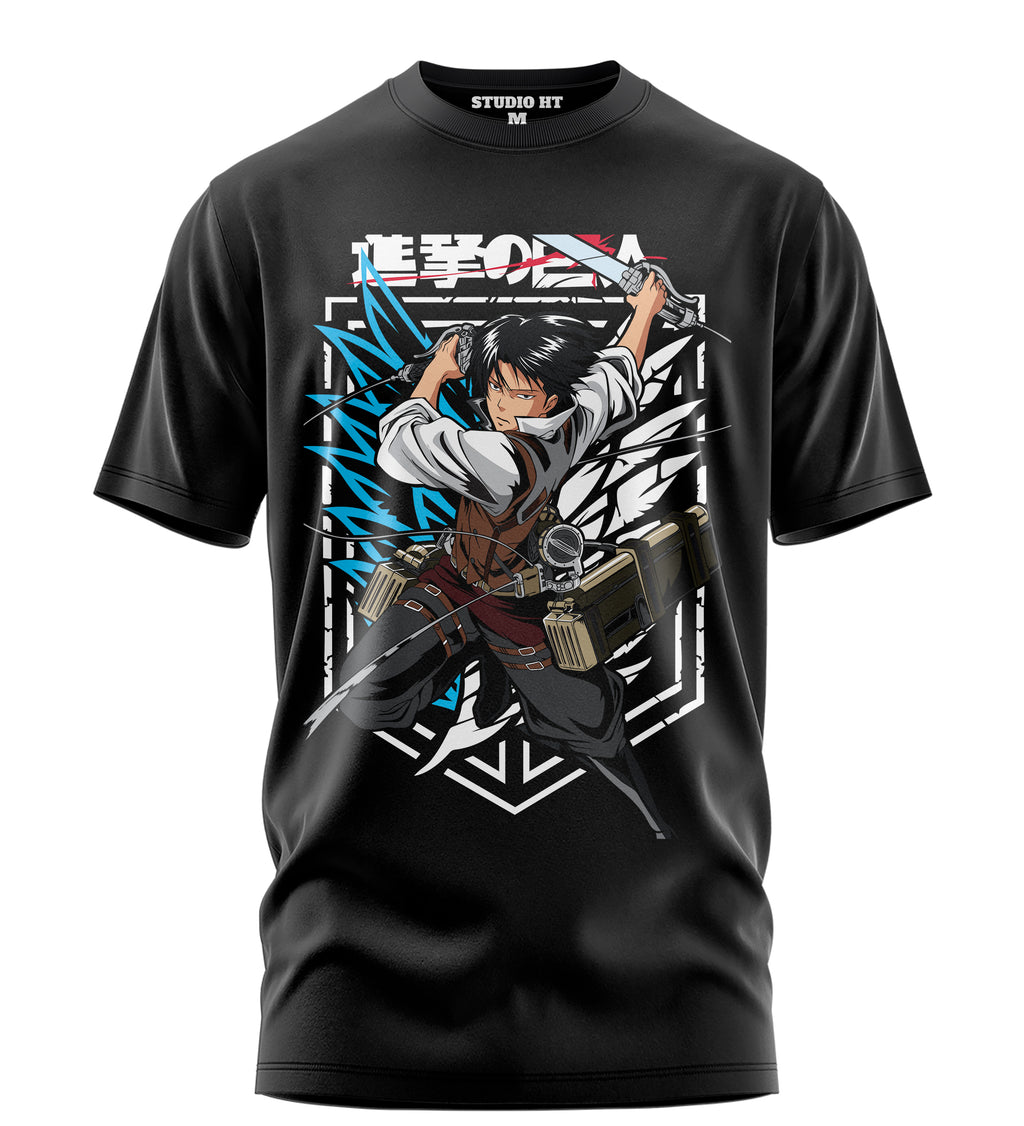 Playera Manga Corta 100% Algodón Levi Ackerman Escuadrón de Levi