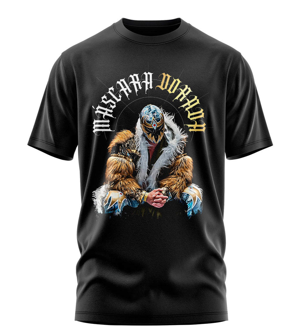 Playera Manga Corta 100% Algodón Mascara Dorada Luchador