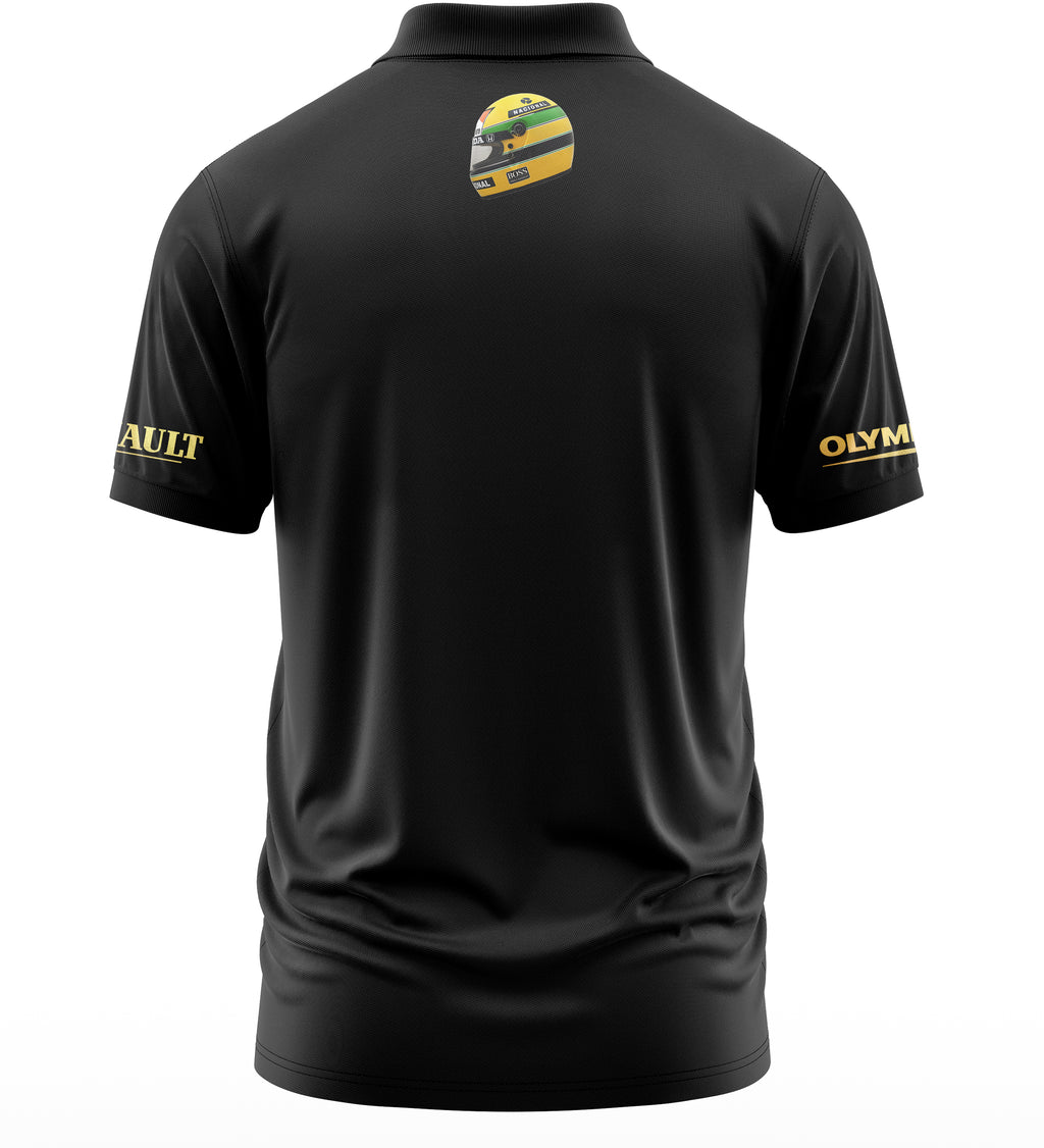 Playera Tipo Polo Ayrton Senna Renault Gold Tela Deportiva