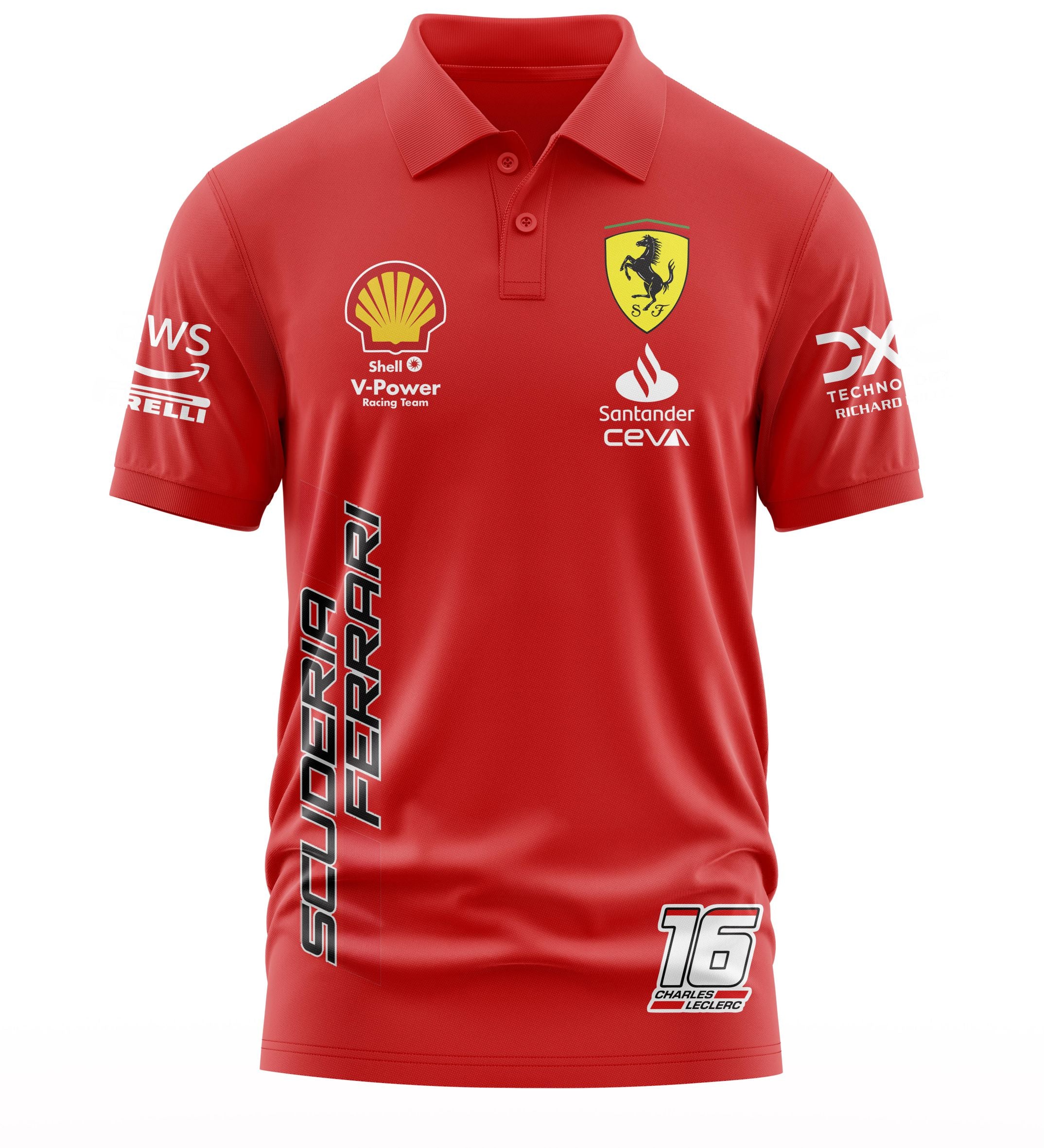 Playera Tipo Polo Deportiva Charles Leclerc