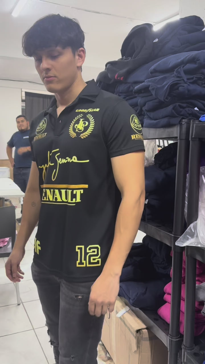 Playera Tipo Polo Ayrton Senna Renault Gold Tela Deportiva